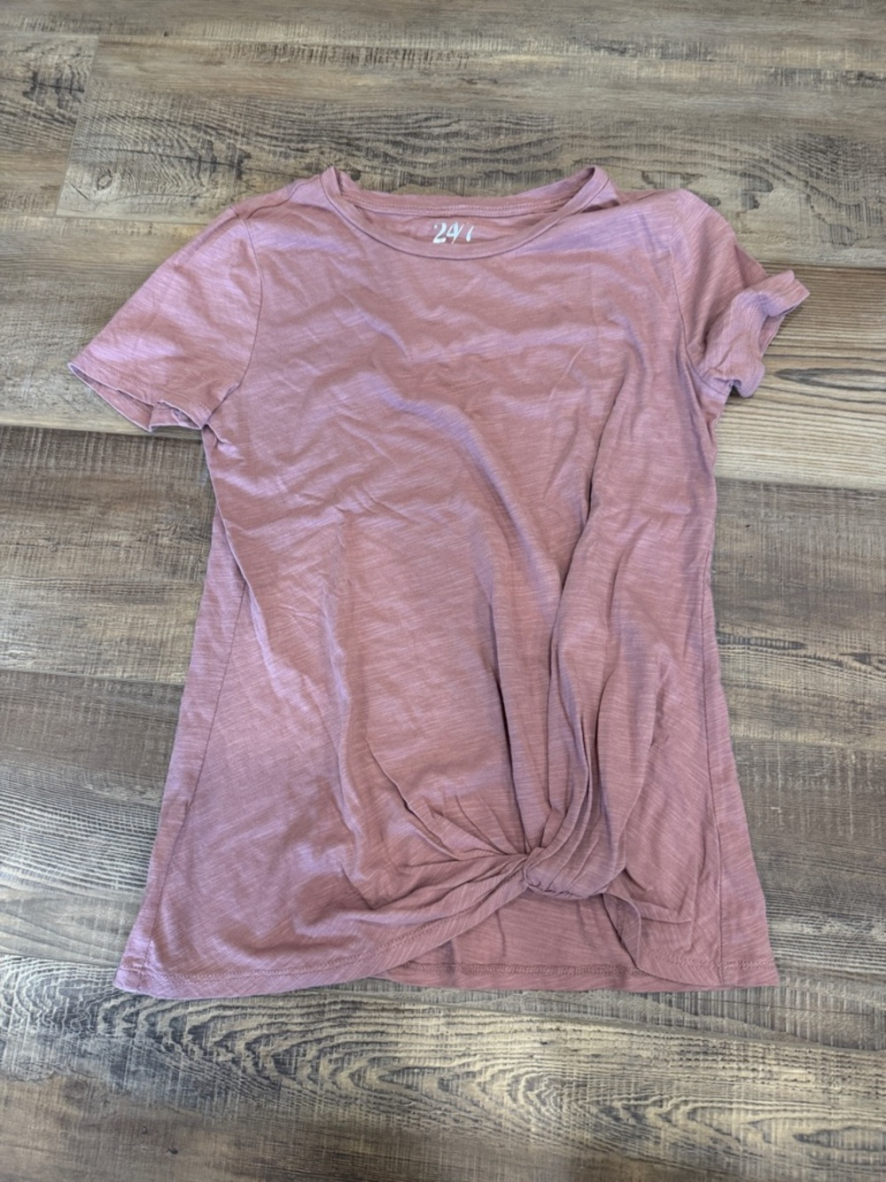Maurices Dusty Rose Short Sleeve Knot Front Tee size xsmall women’s